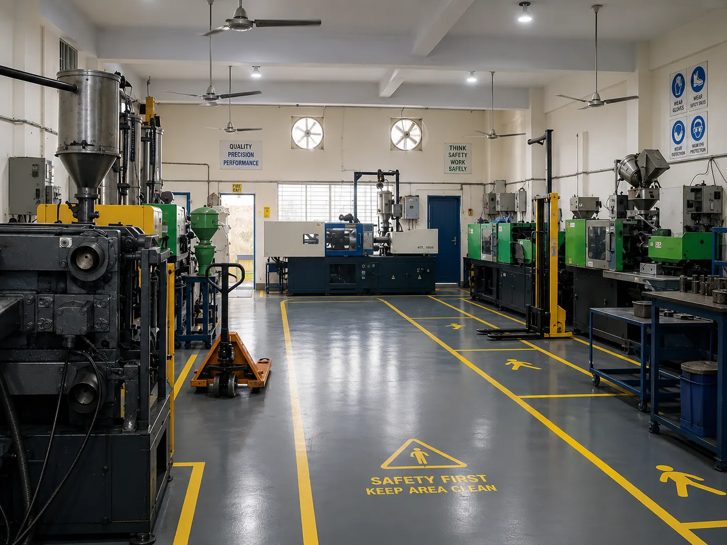 Injection molding machines on the Sumama Polymers factory floor