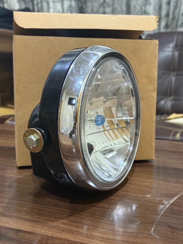 Suzuki GS150 Complete Headlight | Chrome Ring, Glass, Bulb & Side Nuts | Ready-to-Fit Head Light for Suzuki GS150